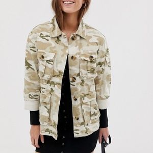 NWT Bershka natural camo army jacket in beige